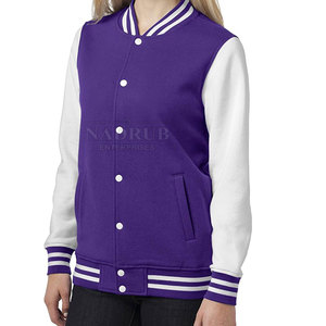 Veste universitaire personnalisée pour femmes avec boutons pression et sensation de douceur Veste universitaire personnalisée avec poignets tricotés - Product Image 1
