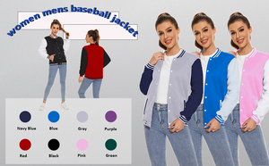 Chaqueta de invierno de exterior de retazos de talla grande personalizada, ropa, Top corto rojo, chaqueta universitaria de manga blanca de béisbol para mujer - Product Image 6