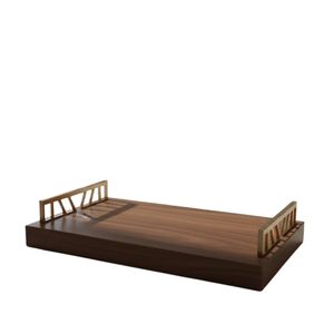 Bandeja decorativa moderna de metal con líneas limpias, acabado premium para decoración de mesa y uso como bandeja de servicio. - Product Image 2