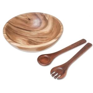 Qualité garantie Fabriqué en Inde Vente en gros en vrac Ensemble de saladiers de fruits en bois personnalisés avec cuillère et fourchette Ingrédients naturels - Product Image 4