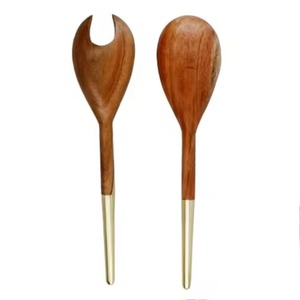 Wood And Bone Handles <b>Salad</b> Serving Set <b>Wooden</b> <b>Salad</b> <b>Server</b> Utensil Kitchen Tools Set - Product Image 5
