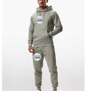 Survêtement pour homme 2 pièces polaire à capuche tenue survêtement décontracté ensemble jogger costume outwear - Product Image 2
