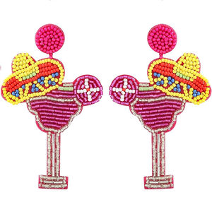 Pendientes de cuentas de semillas Pendientes hechos a mano bordados con forma de gota multicolor de la India Joyería de moda para mujeres y niñas - Product Image 2