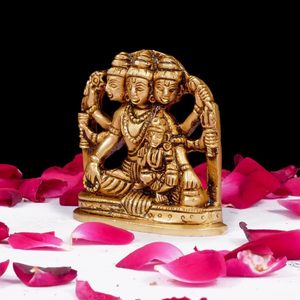 Brass Dattatreya Laxmi Ji <b>Statue</b> 2.5\" Polished Religious Home Decorative Item 200gm Metal Crafts Idol Murti Swami Mandir Datta - Product Image 2