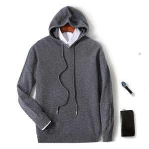 <b>Men's</b> Comfortable Casual Sweatshirt Set Pure Wool Oversize <b>Hoodie</b> Solid Black 100% Cotton Woven Weaving Method for Spring Autumn - Product Image 4