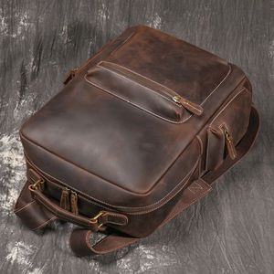 Sac à dos en cuir souple de haute qualité écologique grande capacité sac à dos décontracté sac à fermeture éclair Vintage pour adolescents sac d'école Portable - Product Image 3