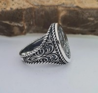 Bague Chevalière Ronde Vintage Personnalisée en Argent Massif 925 Faite à la Main pour Homme, Style Maçonnique, Plaqué Or 14 carats, 16 mm, Sagesse et Justice