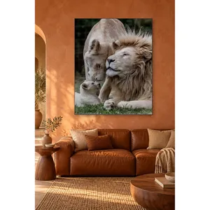 Impression sur toile de la famille de lions blancs avec un jeune lion - Product Image 4