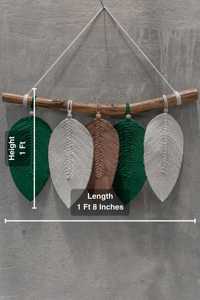 Tapiz tejido bohemio creativo colgante de pared de hoja de macramé hecho a mano para dormitorio, sala de estar, decoración elegante para el hogar con formato de cuerda - Product Image 5