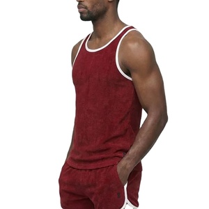 High Stretchy Men Cotton Terry New Arrival Sports Athletic Summer Fashion Gym Training <b>Running</b> Wear Tank Top Slim Fit <b>Singlet</b> - Product Image 3