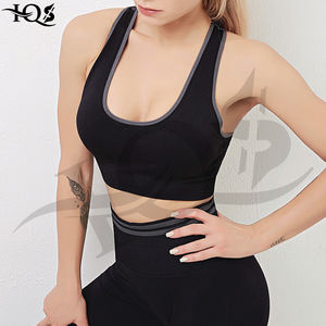 Femmes taille haute deux pièces Fitness Yoga ensemble respirant élastique solide Push-Up gilet Leggings grande taille vêtements de sport sans couture - Product Image 2