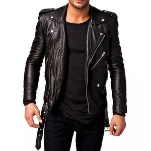 Veste de motard pour hommes de couleur unie vêtements de mode d'hiver/col montant veste de motard pour hommes de haute qualité dans le meilleur matériel - Product Image 1