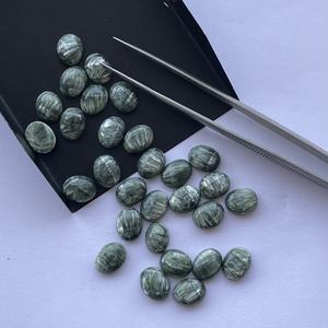 8mm 10mm naturel vert séraphinite lisse ovale dos plat calibré cabochon en vrac fabricant prix de gros fournisseur direct - Product Image 4