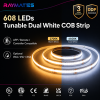 Tira de LED COB RAYMATES UL CCT Ajustable, 608 LED, 2700K 6500K, Doble Color, 8mm, Flexible, para Retroiluminación de Gabinetes de Pared