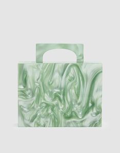 Vente en gros Pochette de luxe en résine pour femmes, fait main, Sac de soirée avec serrure et logo personnalisé Sac à main à bandoulière de mariage à la mode - Product Image 3