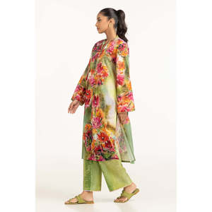 Chemise et pantalon décontractés d'été à imprimé pelouse verte pour femmes, col mandarin, respirant - Product Image 3