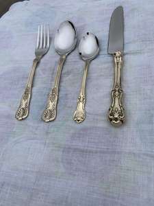 Ensemble de couverts en acier inoxydable plaqué or - Cuillère à thé, fourchette, couteau à dessert, ustensiles finis en laiton - Product Image 3