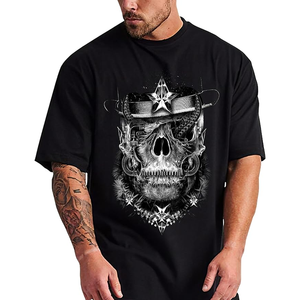 Camisetas gráficas transpirables de talla grande Hip Hop personalizadas de gran tamaño sueltas OEM Heavyweight Street-Wear 100% algodón Drop Shoulder hombres - Product Image 1