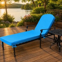 Chaise longue moderne en aluminium avec table d'appoint, couleur personnalisable, ensemble de meubles de jardin d'extérieur, chaise noire et coussin bleu