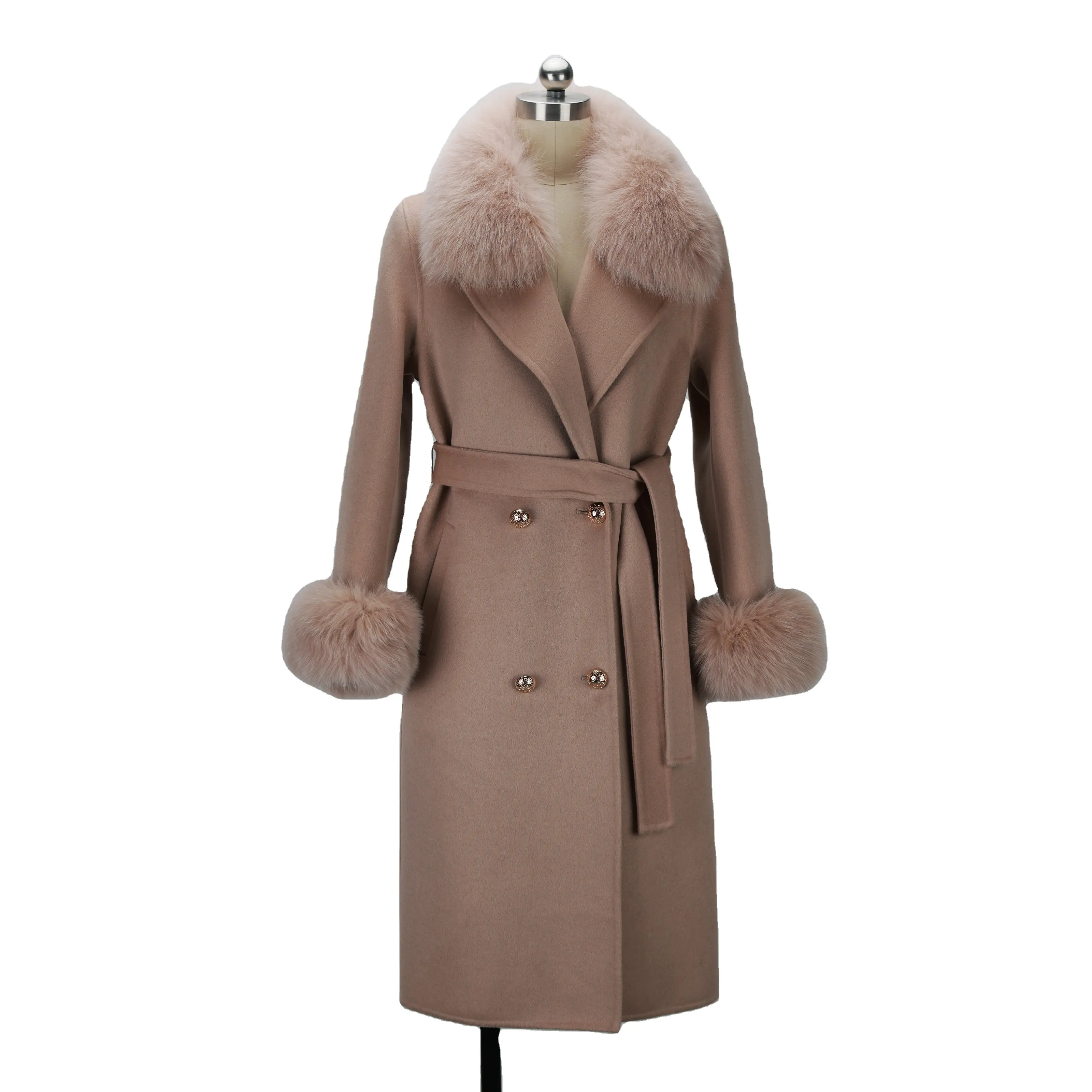 2024 mouton cachemire vêtements femmes maxi laine manteaux hiver mode veste manteau de fourrure pour les femmes