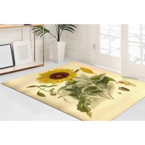 Alfombra Vintage con Diseño Botánico de Girasoles: Alfombra con Acentos Florales, Alfombra Estampada, Alfombra de Chenilla - Product Image 4