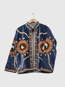 Veste en velours brodée de fleurs, col mandarin, manches longues, vêtements d'hiver pour femmes, taille plus - Product Image 4