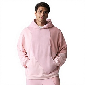 เสื้อสเวตเชิ้ตมีฮู้ดผ้าขนสัตว์สีชมพูสำหรับผู้ชาย สีพื้น แขนยาว ใส่ได้ในฤดูหนาว ระบายอากาศได้ดี เป็นมิตรกับสิ่งแวดล้อม - Product Image 1