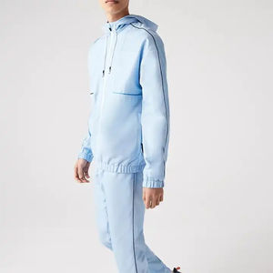 Men's Winter Solid Two-Piece Windbreaker Tracksuit Set Hooded <b>Zip</b>-Up Jacket & <b>Shorts</b> - Product Image 4