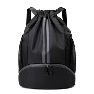 Sac à dos de football pour garçons et filles avec fermeture à cordon Compartiment à balle et chaussures Couleur et logo personnalisés Conception Softback - Product Image 1