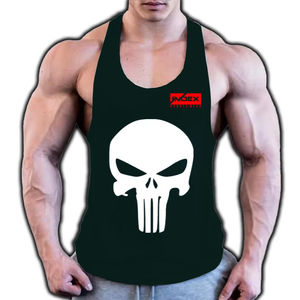 Custom Logo Gym Fitness Tank <b>Top</b> Men High Quality 100% Polyester Custom <b>Skull</b> print Tank <b>Tops</b> - Product Image 1
