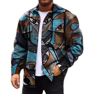 Youth Fashion Urban Fashion <b>Jacket</b> Personalized Design Sense Printing Lapel <b>Men's</b> Shirt <b>Jacket</b> Tops - Product Image 2