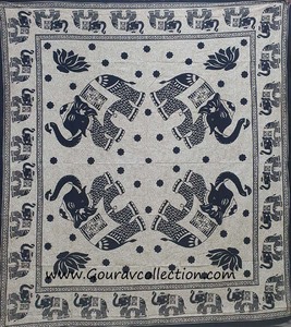 Tapisserie murale décorative BADAL FOUR ELPEHANT FLOWER, imprimée numériquement, sur mesure, en coton, vente en gros, drap de lit GC-TPDB-173. - Product Image 1