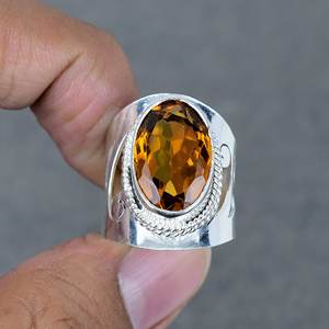 High Quality Original Citrine <b>Quartz</b> <b>Rings</b> Natural Silver Plated Brass Jewelry 925 Silver Gemstone <b>Rings</b> For Women - Product Image 2