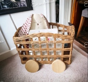 Juguetes hechos a mano de ratán para niños, cuna de muñeca de alta calidad, cuna de muñeca de ratán infinito para niños, cuna de muñeca con ruedas - Product Image 6