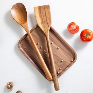 Utensilios de madera de lujo Juego de cucharas de cocina de 2 piezas Cucharas de madera multiusos hechas a mano para cocinar y servir ensalada - Product Image 4