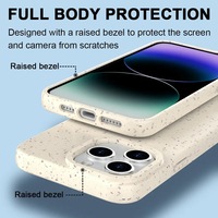 Coque de téléphone portable 100% compostable, écologique, en paille de blé, antichoc, protection de l'appareil photo, unie, pour 16/15/14/13 Pro Max