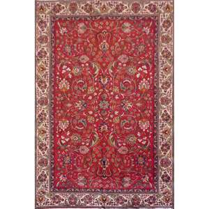Tarbiz Semi Antique Hand Knotted Persian Tabriz Rugs Multi Color, 7'5 X 10'5, Panr01251 (Red : 10561) - Product Image 1