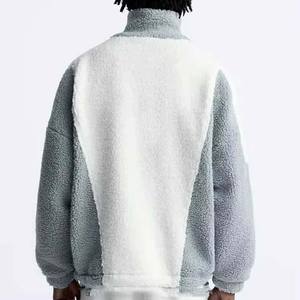 Veste d'hiver en sherpa respirante et coupe-vent de haute qualité, nouvelle conception, logo personnalisé, blocs de couleur, travail de patchwork, col montant, ample - Product Image 5