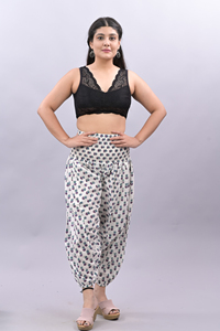 Sarouel en coton fait à la main pour femmes taille haute jambe large pantalon décontracté respirant design grande taille - Product Image 3
