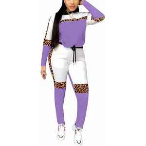 Ensemble Deux Pièces Sportif pour Femme de Grande Taille, Patchwork à Manches Longues, Tenues à Col Conventionnel, Pantalon Respirant et Lourd pour l'Automne - Product Image 5