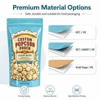 Pochette Sur Pied Personnalisée Logo Bleu Matériau CPE PE Impression Héliogravure Sac Scellé à Glissière pour Aliments pour Animaux & Pop-corn Vente