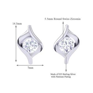NOVAMART Fine for Swiss Zirconia 925 Sterling <b>Silver</b> <b>Stud</b> <b>Earrings</b> Platinum Plated Mia Solitaire Gift Women & Girls Wholesale Ex - Product Image 4