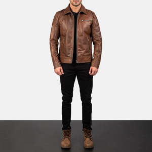 Chaqueta de Motero FS Lavendard Marrón de Cuero Vacuno Genuino Reversible con Piel de Oveja Talla XS Suministro ODM para la Temporada de Otoño - Product Image 4