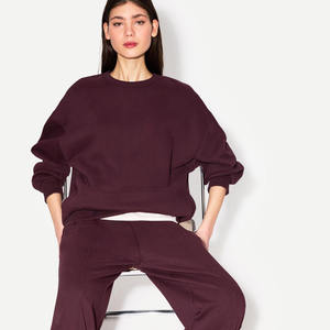 Nuevo diseño Mahroon Oversize Drop Shoulder Mujeres Sudadera Algodón Fleece Sustentable Gym Streetwear Mujeres Sudaderas con capucha y sudadera - Product Image 1