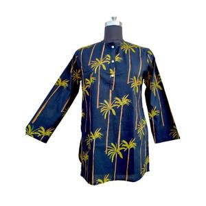 Kurtis de Algodón Estampado para Oficina, Blusa Casual para Mujer, Largo hasta la Rodilla, Estampado Digital, Algodón Puro, Elástica, de Secado Rápido - Product Image 1
