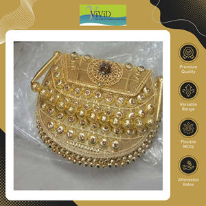 Pochette élégante de luxe pour femme, en métal perlé, haute qualité, fermeture à pression, doublure en soie légère, origine Inde, couleurs vives - Product Image 2