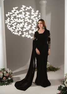 Sari en polyester brodé lourd de haute qualité, tendance, traditionnel indien et pakistanais, pour les fêtes de mariage, robe pour femmes, résistant à l'humidité - Product Image 3