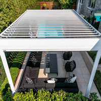 Toldo de Aluminio con Motor Exterior, Persianas Eléctricas con Control Remoto, Impermeable, Tamaño Personalizable, para Jardín, Patio, Villa, Xinjing