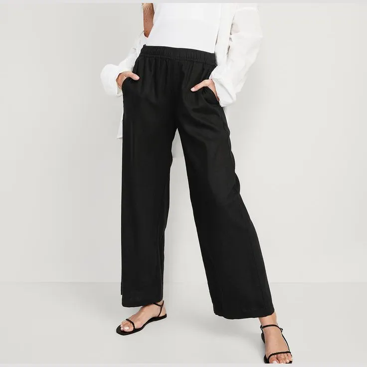 Pantaloni larghi di alta qualità in puro lino pantaloni donna ultima collezione 2024 di dimensioni personalizzate