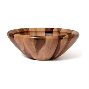 Bol à salade en bois Design personnalisé Bol en bois gravé en bambou pour salade et pâtes Bol de service par artisanat en croissant - Product Image 1